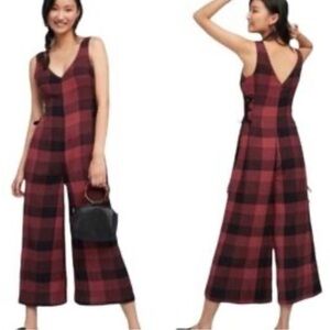 Anthropologie Ett Twa Women’s Size 0 Petite Buffalo Plaid Wide Leg Jumpsuit